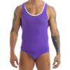 FEESHOW Mens Fitness Sports Jumpsuits Swimsuit Yoga Bodysuit Jumper Vest Purple X-Large view 2