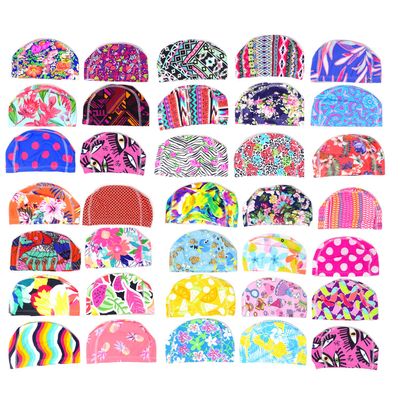 Honbay 3PCS Mix Colors Designed Elastic Swim Cap Swimming Cap Swimming Hat Bathing Cap for Kids and Adult(not for Long Hair)