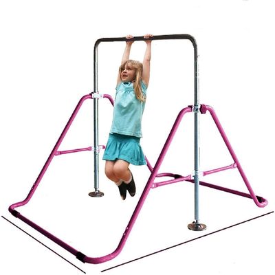 Kids Jungle Children Monkey Bar Gymnastics Tower Tumbling Athletic Expandable Kip Balance Bar Junior Training Climbing Child, Girls Boys Play Training Gym Pink