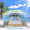 G4Free Easy Set up Beach Tent Deluxe XL, Portable Beach Shade 4 Person Pop up Sun Shelter UPF 50+ UV Protection Large Family Size(Lake-Blue) view 3