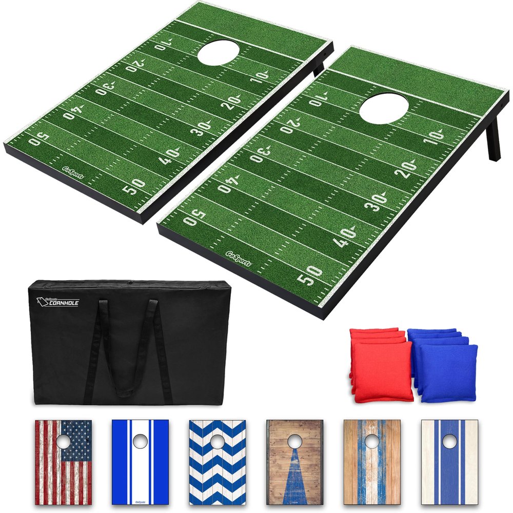 GoSports Classic Cornhole Set  Includes 8 Bean Bags, Travel Case and Game Rules (Choice of style)