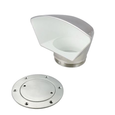 White Water White Low Profile Stainless Cowl Vent/Dorade Set (1450SK-W/6361S - Cowl Vent 3" + 2-Hole Deck Plate)