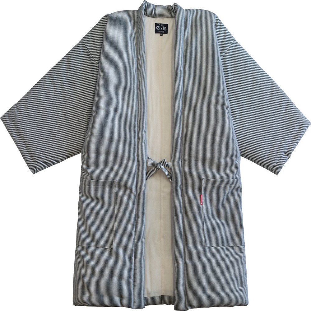 Hickory Stripe HANTEN casual made in Japan Kimono-style Men's (Medium)