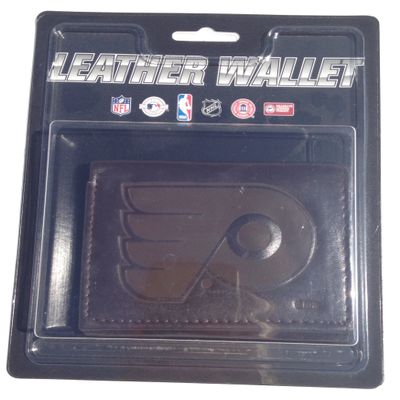 NHL Philadelphia Flyers Tri-Fold Leather Wallet, Brown