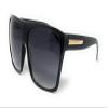 Large Oversized Retro Fashion Square Flat Top Sunglasses (Black-Gold) view 1