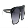 Large Oversized Retro Fashion Square Flat Top Sunglasses (Black-Gold) view 3
