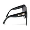 Large Oversized Retro Fashion Square Flat Top Sunglasses (Black-Gold) view 4