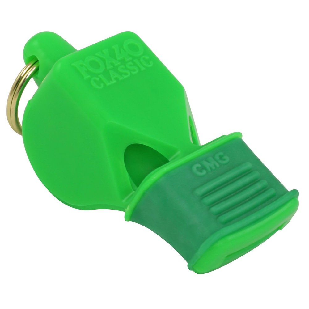 Fox 40 Classic CMG 3-Chamber Pealess Whistle w/Lanyard, Green