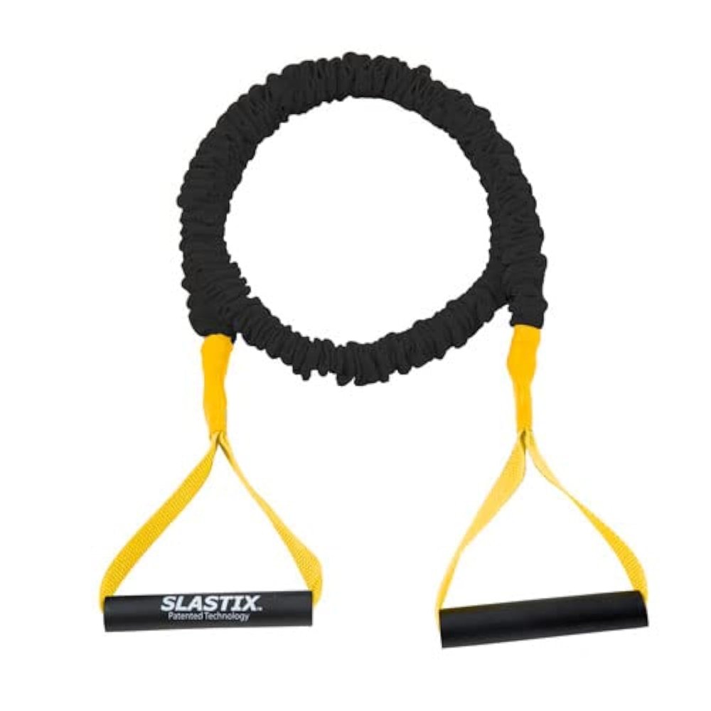 Stroops Slastix Toner Resistance Bands with Handles | Safe Sleeve Exercise Bands for Strength Training, Full Body Workouts, and Home Gym Fitness | Light | Black