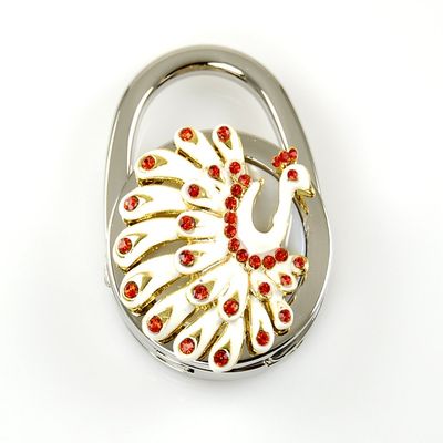 Stylish Foldable Handbag Holder White "Peacock" Purse Hook