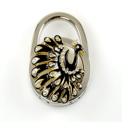 Stylish Foldable Handbag Holder Black"Peacock" Purse Hook