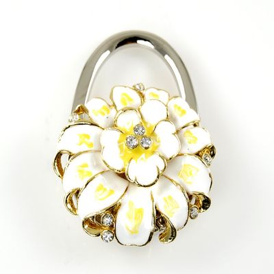 Stylish Foldable Handbag Holder White "Flower Bloom" Purse Hook