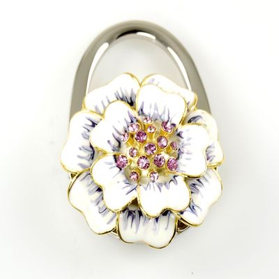 Stylish Foldable Handbag Holder White "Wavy Petals Flower" Purse Hook
