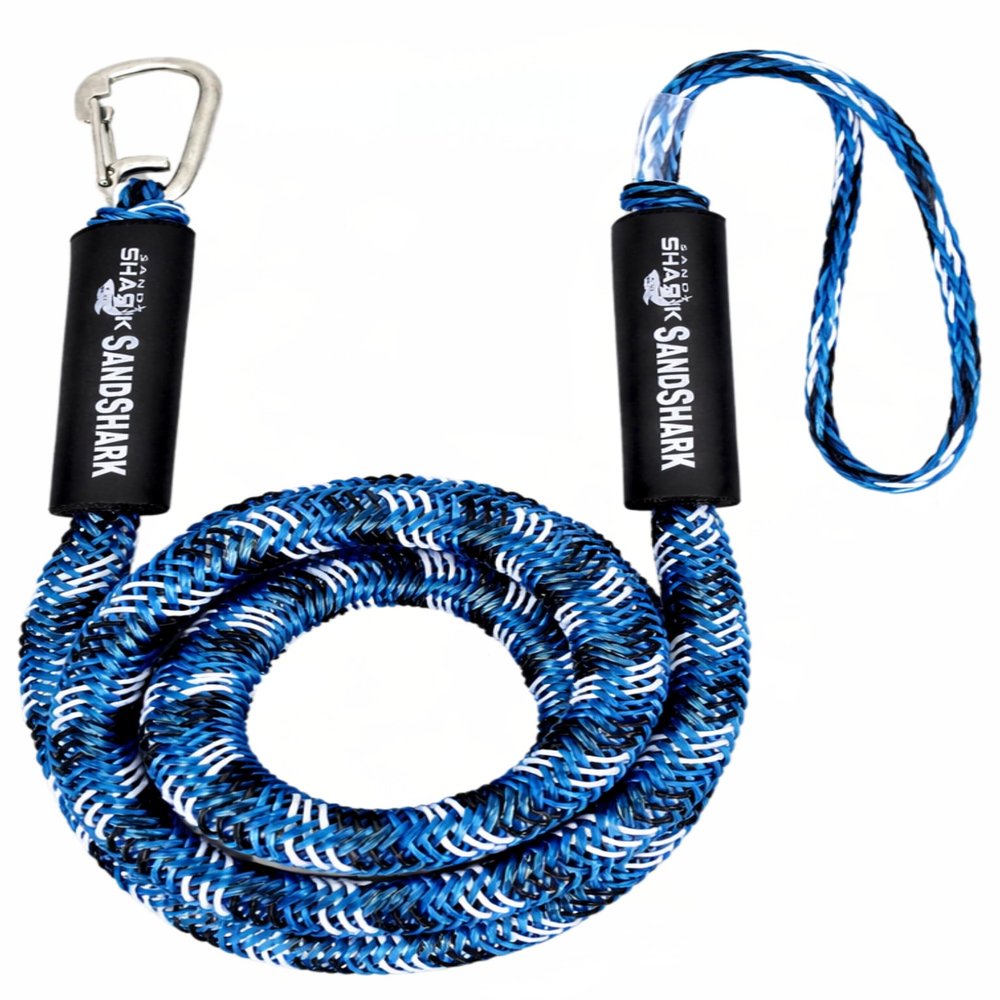 SandShark Premium Anchor Bungee Dock Line. Boat Accessories Anchor Line Absorbs Shock to Anchors and Docks w/Stainless Steel Clip - Blue - 7-14ft