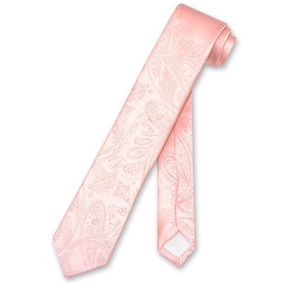 Vesuvio Napoli Narrow NeckTie Solid PEACH Paisley 2.5" Skinny Men's Neck Tie