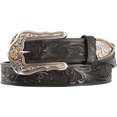 Tony Lama Men's Westerly Ride Leather Belt Reg And Big Black 44
