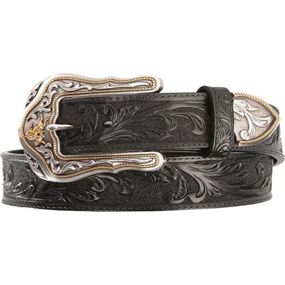 Tony Lama Men's Westerly Ride Leather Belt Reg And Big Black 44