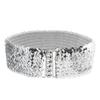 Allegra K Woman Sequin Detail 7cm Wide Textured Strentchy Waist Cinch Belt Waistbelt Silver Tone One Size view 1