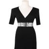 Allegra K Woman Sequin Detail 7cm Wide Textured Strentchy Waist Cinch Belt Waistbelt Silver Tone One Size view 3