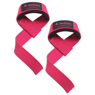 Harbinger Padded Cotton Lifting Straps with NeoTek Cushioned Wrist (Pair), Pink , 21"