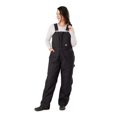 Berne Women's Softstone Duck Insulated Bib Overall, Medium Short, Black