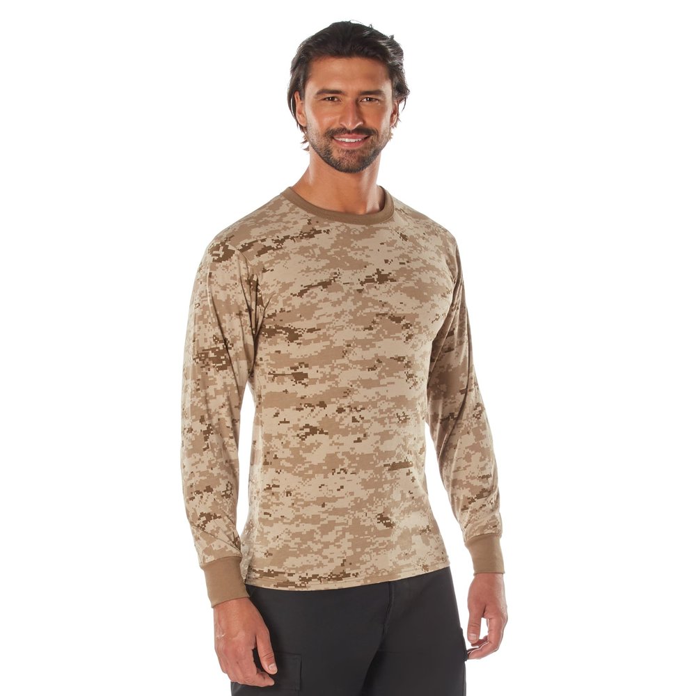 Rothco Long Sleeve Digital Camo T-Shirt - Comfortable, Durable, and Long-Lasting (US, Alpha, Medium, Regular, Regular, Desert Digital Camo)