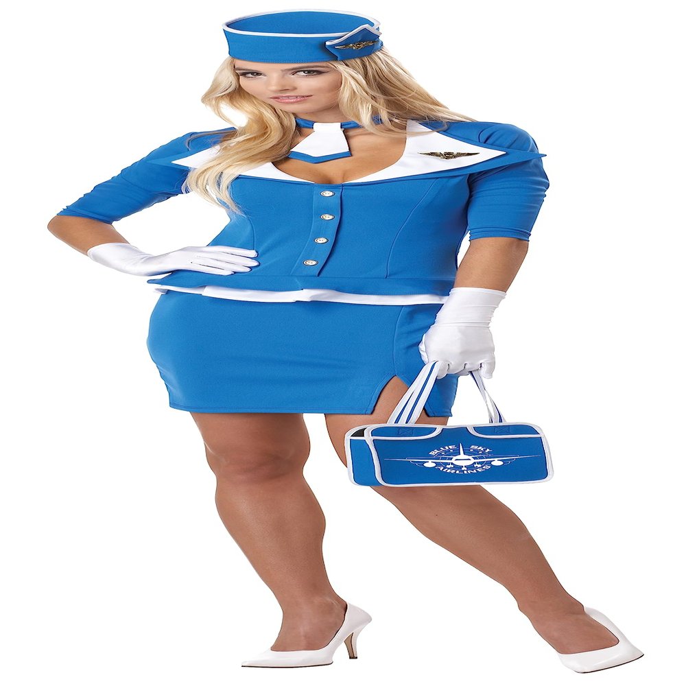 California Costumes Women's Retro Stewardess Adult, Blue, X-Large