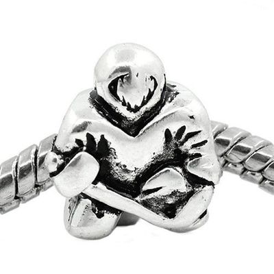 Sexy Sparkles European Hockey Player Charm Spacer Bead for Snake Chain Charm Bracelet