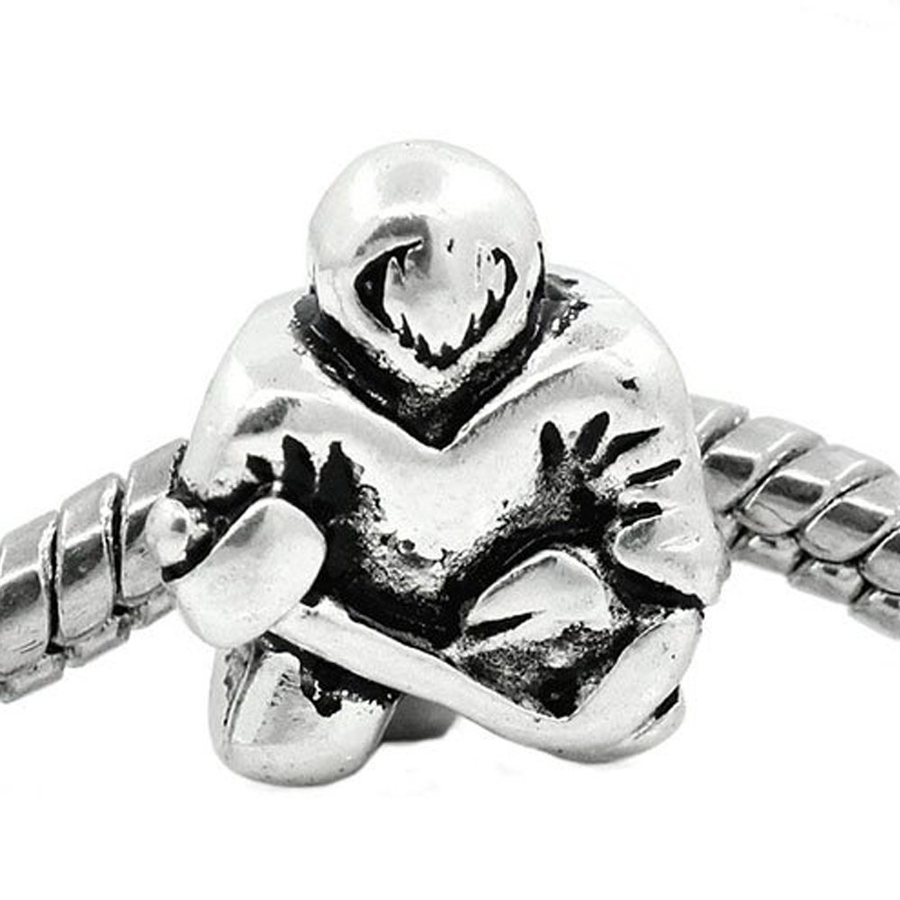 Sexy Sparkles European Hockey Player Charm Spacer Bead for Snake Chain Charm Bracelet