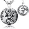 VENICEBEE Archangel St. Michael Saint Seal Medal Sigil Necklace Christian Sacramental Solid 925 Sterling Silver Pendant + Black Velvet Pouch, Polishing Cloth, Fine Gift Box view 1