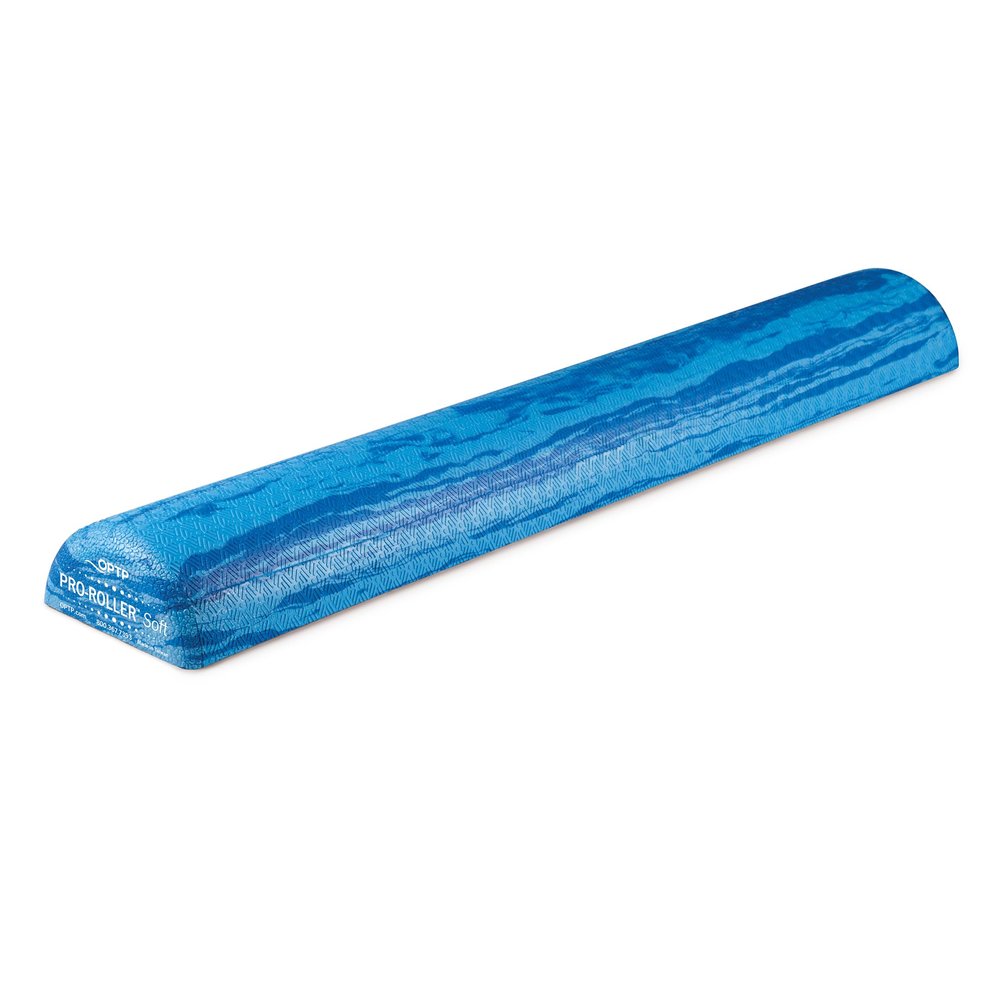OPTP PRO-Roller Soft Density Foam Roller  Low Density Soft Foam Roller for Physical Therapy, Pilates, Yoga Foam Roll Exercises, and Muscle Recovery - Blue 36" x 6" x 3" Half-Round
