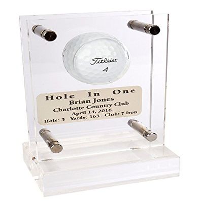 Acrylic Hole-in-One Golf Ball Display | Includes Engraved Nameplate | Perfect for Desktop or Shelf