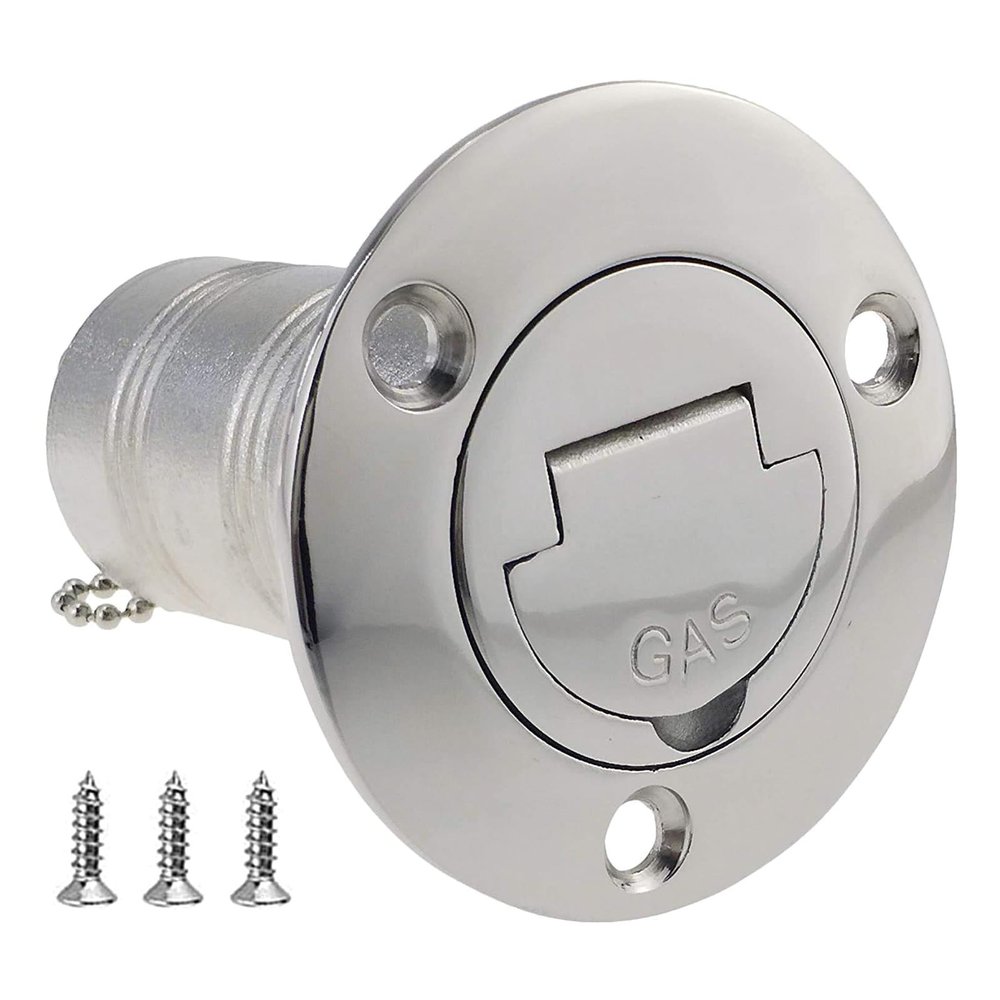 ISURE MARINE 1-1/2"(38mm) Boat Gas Deck Fill/Filler with Keyless Cap 1-1/2" Marine Mirror- Polished 316 Stainless Steel Hardware for Boat Yacht Caravan