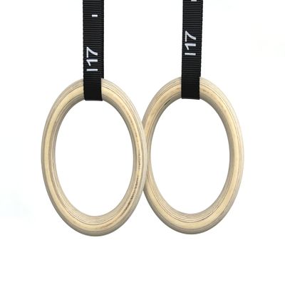 CFF Pit Bull Olympic Wood Gym Rings X-Wide 18' Numbered Straps - Extra Grip for Doing Muscle ups, dips, Push ups, Iron Cross...
