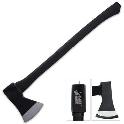Black Legion Wood Splitting Long Axe - 28 Length | Chopping & Felling Firefighter Axe | Rubberized Long Handle | Stainless Steel Ax Head | 5 Blade Head | Easily Splits Firewood