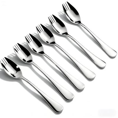 Spork 6-Pack Long Handle and Heavy Duty 18/10 Sporks Stainless Steel Sporks Reusable for People of All Ages and Outdoor Camping by KAISHANE