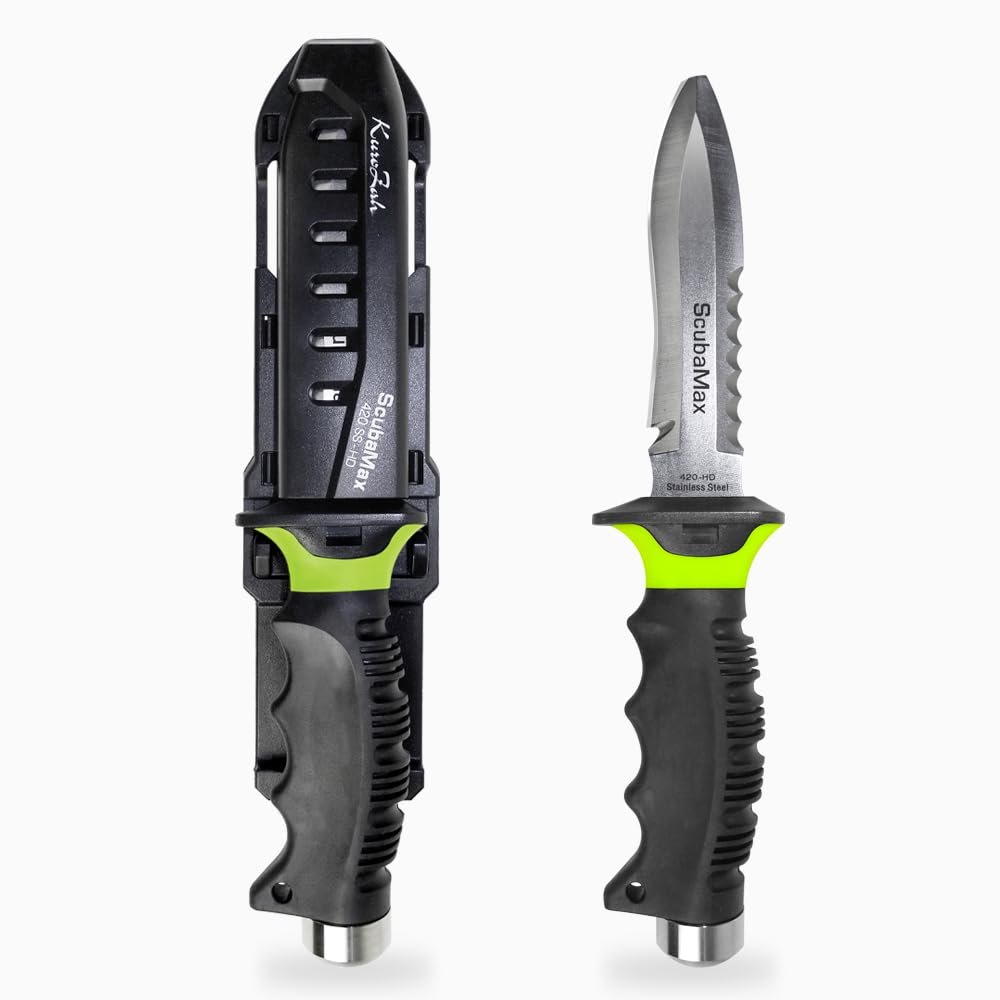 Scuba Max KN-601 420 HD Stainless Steel Full Size Dive Knife (Neon Yellow)