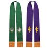 BLESSUME Church Pastor Reversible Stole with Tassels (Green and Purple) view 1