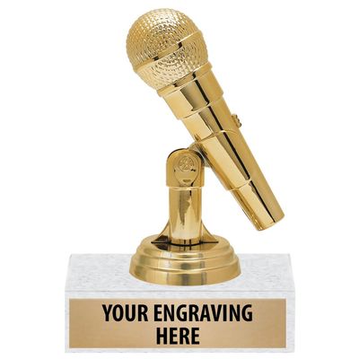 Crown Awards 5.25" Gold Microphone Music Trophies - Personalized Singing Trophy Award