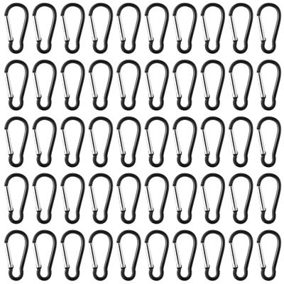 100pcs Aluminum Carabiner Spring Clip Hook Keychain Buckle Pack Bulk for Camping Hiking Rv Fishing Traveling Backpack Bottle, Black