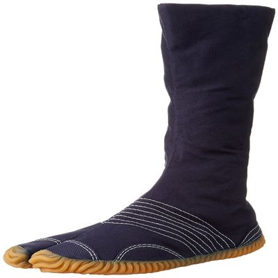 Marugo Jog Chikatabi Japanese Tabi Shoes Navy White Stitching with 12 Clips, 30cm