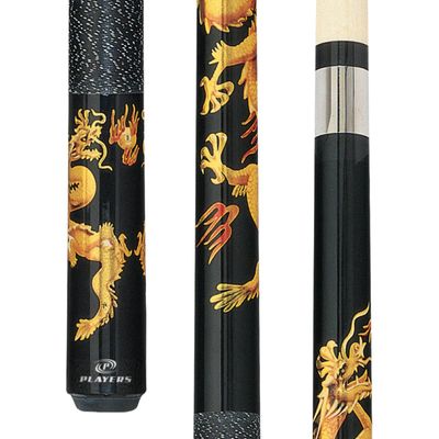 Players 58" 2-Piece North American Hard Maple Billiard Pool Cue Stick, Midnight Black, 21oz