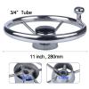 11 inch Boat Steering Wheel, Marine Stainless Steel Steering Wheel Adapter fit 3/4 inch Tapered Shaft, 5 Spoke 25 Degree Destroyer Style with Knob & Center Cap for Boats, Yachts, Pontoon Boats view 2