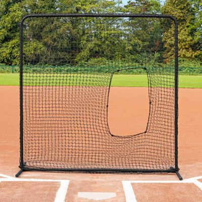 FORTRESS Pitching Screen  Perfect Net & Batting Technique for Pitchers Softball & Baseball - Pitching Screen with Cut-Out Through Net [7ft x 7ft]