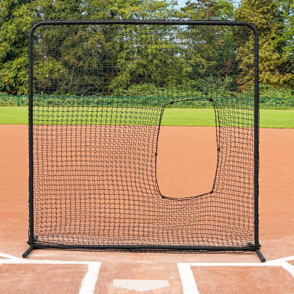 FORTRESS Pitching Screen  Perfect Net & Batting Technique for Pitchers Softball & Baseball - Pitching Screen with Cut-Out Through Net [7ft x 7ft]