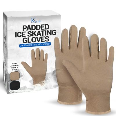 Kami-So Figure Skating Gloves | Ice Skating Accessories for Women | Gel Wrist Protection | Thermal Padded Wear | Skate Accessories for Practice, Ice Skate Outfit, Nude Gloves | Beige | Large