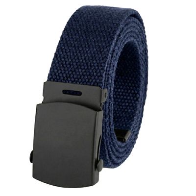 BC Belts Canvas Web Belt Military Style with Black Buckle and Tip 56" Long Many Colors (Navy)