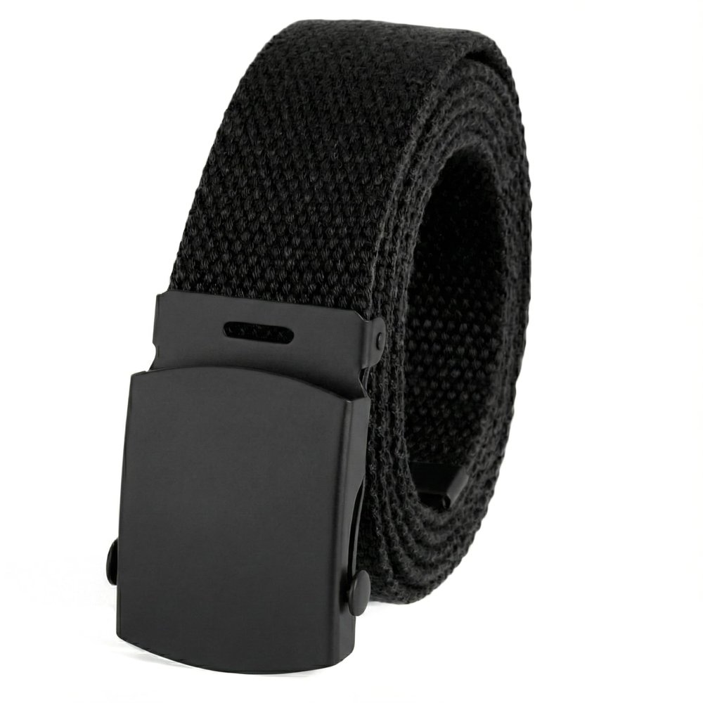 BC Belts Canvas Web Belt Military Style with Black Buckle and Tip 56" Long Many Colors (Black)