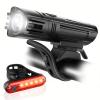 Ascher Ultra Bright USB Rechargeable Bike Light Set, Powerful Bicycle Front Headlight and Back Taillight, 4 Light Modes, Easy to Install for Men Women Road Mountain Cycling Black view 1