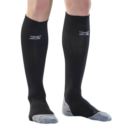 Zensah Tech+ Compression Socks - Knee High Running Socks for Sports, Travel, Made in Italy (Black, Large)